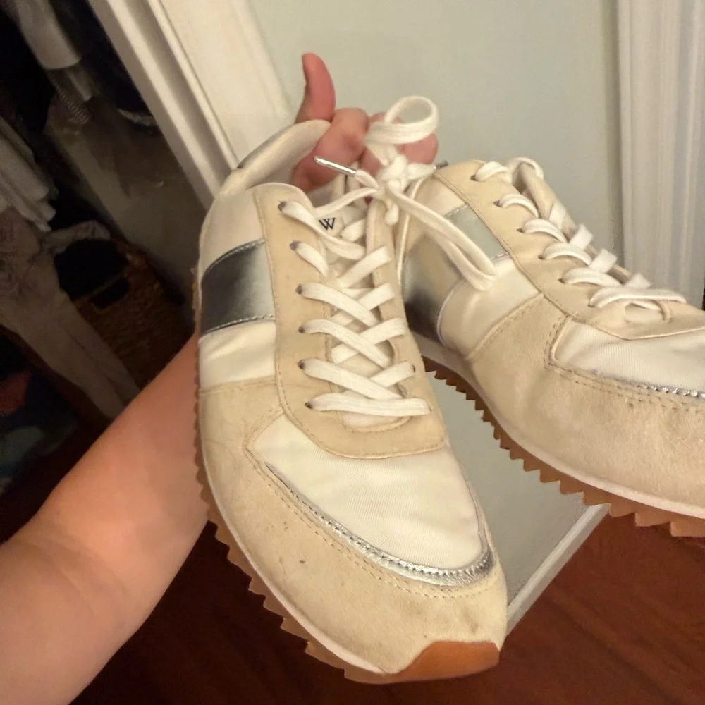J Crew trainers in metallic colorblock Women's Cream Sneakers with Gold Accents - Picture 10 of 12